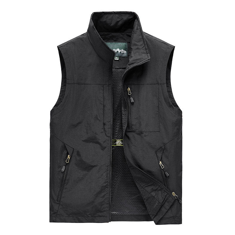 Outdoor Waistcoat Men's Thin Fishing Mountaineering Photography Waistcoat Vest Vest Stand Collar