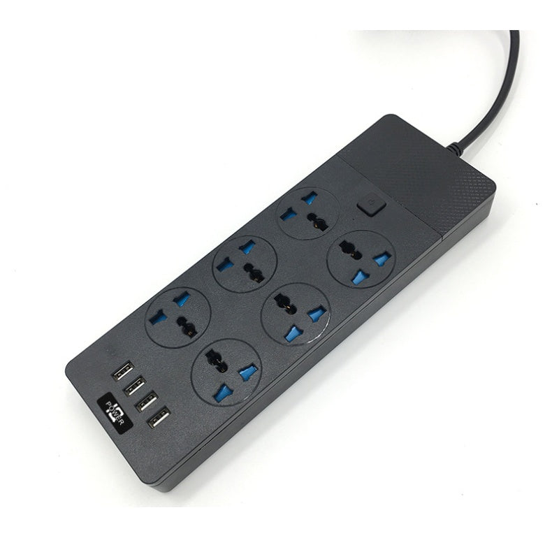 2024 New 3000W Power Strip With Built-in 4USB Interface, 6 Direct Power Sockets, 2M Cable, High-power Strip