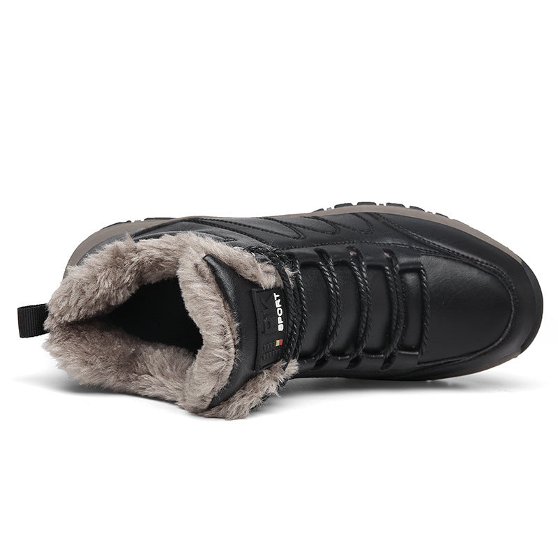 Winter Boots For Men Warm Leather Shoes With Plush