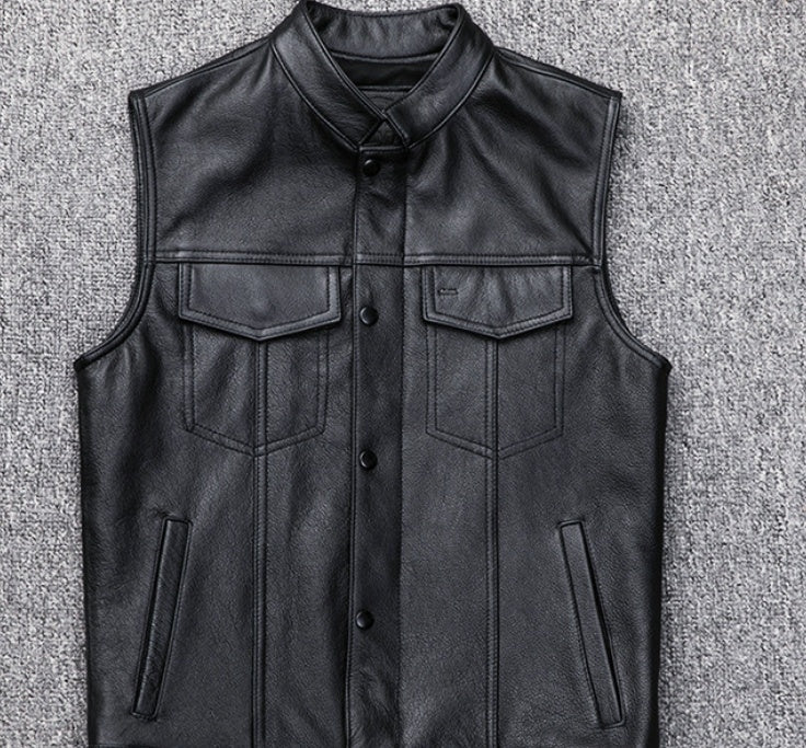 Vest Vest Button Motorcycle Motor Bike Casual Leather Waistcoat Plus Size