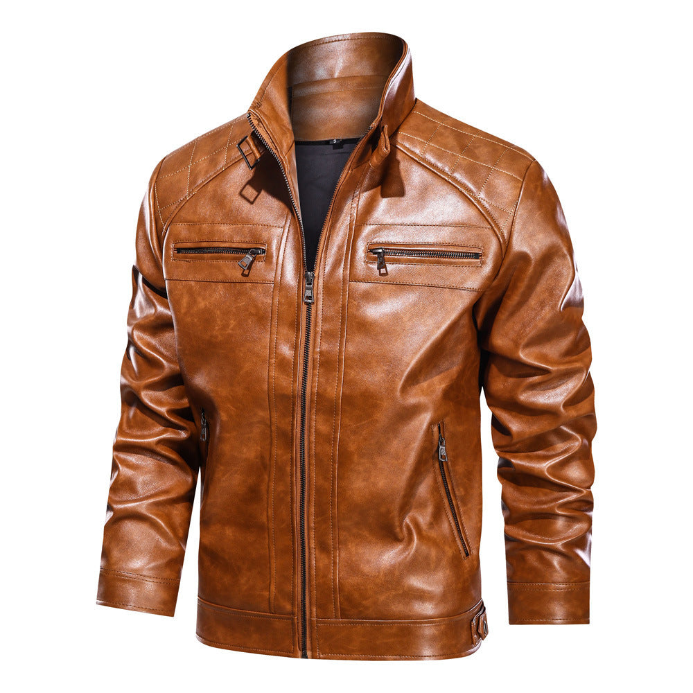 Simple Fashion European Size Autumn Leather Jacket