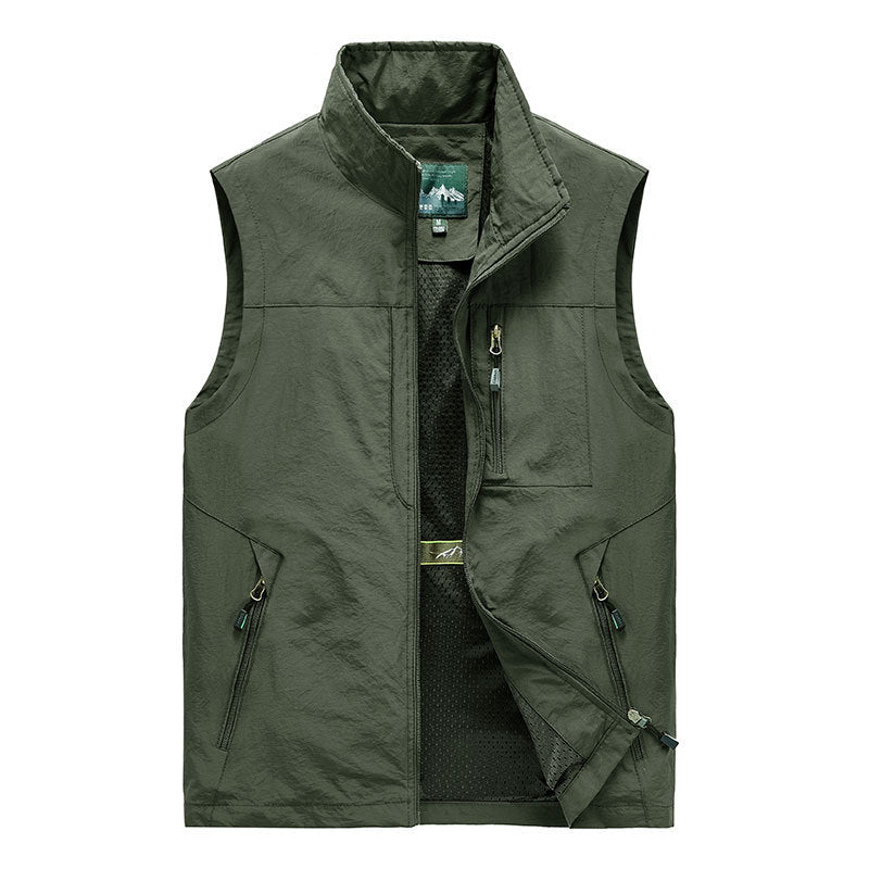 Outdoor Waistcoat Men's Thin Fishing Mountaineering Photography Waistcoat Vest Vest Stand Collar