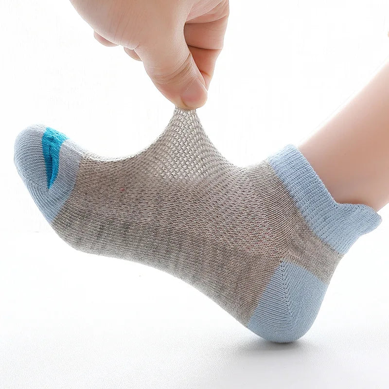 2024 New Fashion Spring Summer Children Socks Mesh Cotton Boys Socks Girls Socks 2-15 Year Kids Casual Boat Socks 5 Pairs/lot