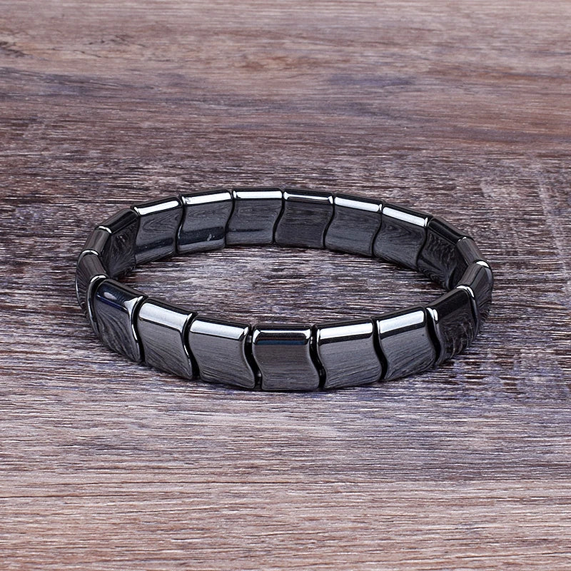 Classical Wave Hematite Energy Bracelets Men Nature High Polish Hematite Magnetic Bracelets for Women New Fashion Energy Jewelry