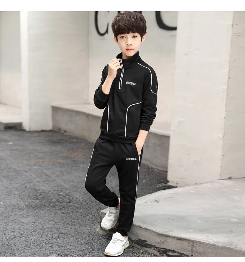 Spring Autumn Teenager Boys Clothing Sets Child Fashion Letter Sweatshirt + Pants 2Pcs Kids Tracksuit 4 5 6 7 8 9 10 11 12 Years