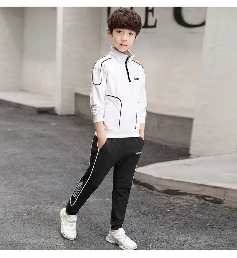 Spring Autumn Teenager Boys Clothing Sets Child Fashion Letter Sweatshirt + Pants 2Pcs Kids Tracksuit 4 5 6 7 8 9 10 11 12 Years