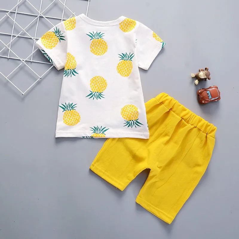 2024 New Summer Boys Clothing Set Casual Hip-hop Stripe Colorful T-Shirt + Pants 2Pcs Suit Kindergarten Performance Kids Clothes