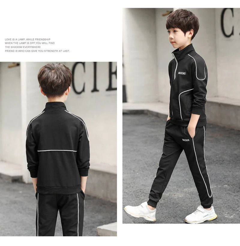 Spring Autumn Teenager Boys Clothing Sets Child Fashion Letter Sweatshirt + Pants 2Pcs Kids Tracksuit 4 5 6 7 8 9 10 11 12 Years