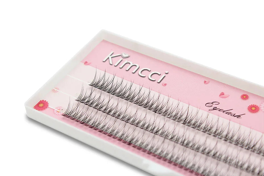 Kimcci 120pcs Premium Mink Individual Dovetail Eyelash Extension Natural 3D Cluster Eyelashes Professional Makeup Flared Lashes