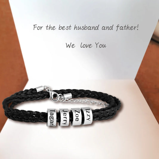 VIP Personalized Family Names Men Braided Bracelets  Customized Names  Men Bracelet Father's day Gift