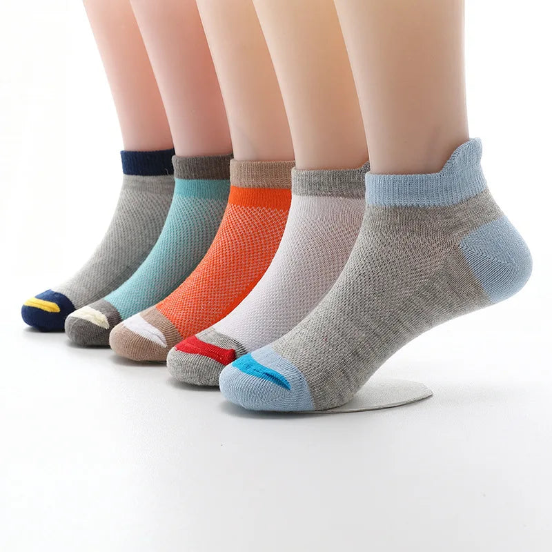 2024 New Fashion Spring Summer Children Socks Mesh Cotton Boys Socks Girls Socks 2-15 Year Kids Casual Boat Socks 5 Pairs/lot