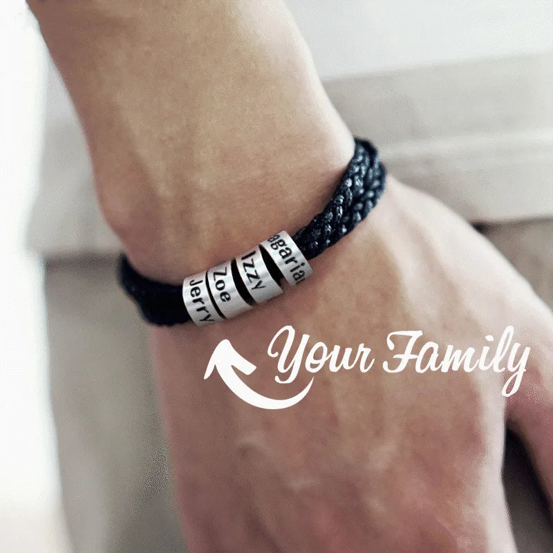 VIP Personalized Family Names Men Braided Bracelets  Customized Names  Men Bracelet Father's day Gift