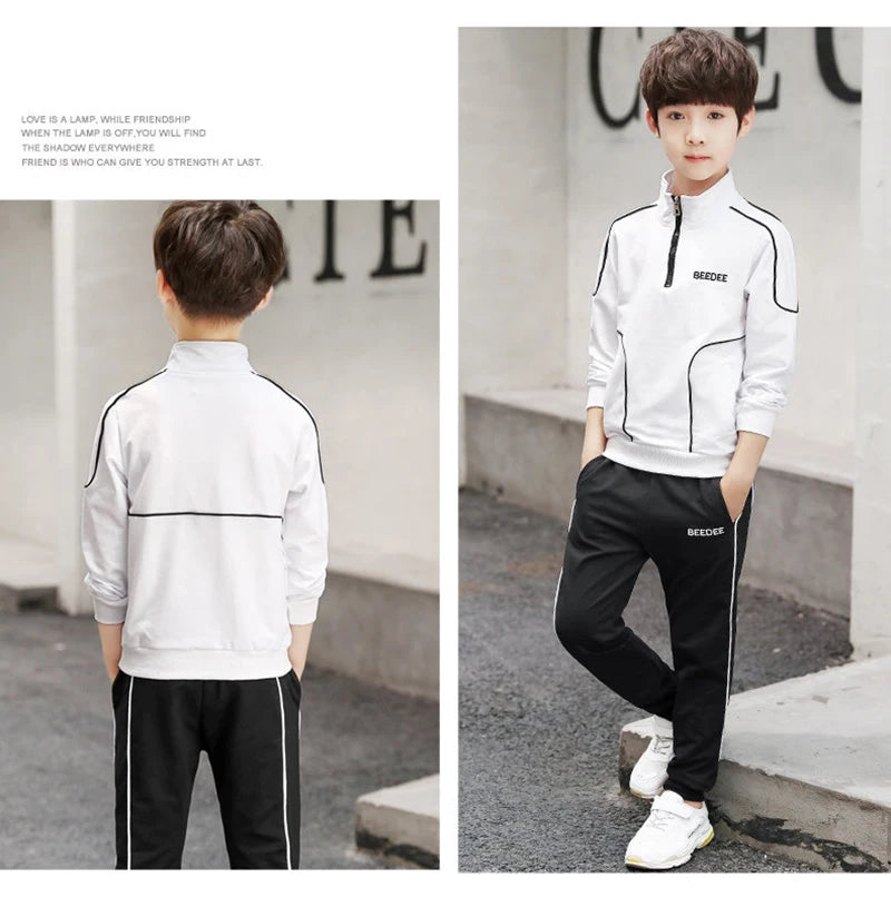 Spring Autumn Teenager Boys Clothing Sets Child Fashion Letter Sweatshirt + Pants 2Pcs Kids Tracksuit 4 5 6 7 8 9 10 11 12 Years