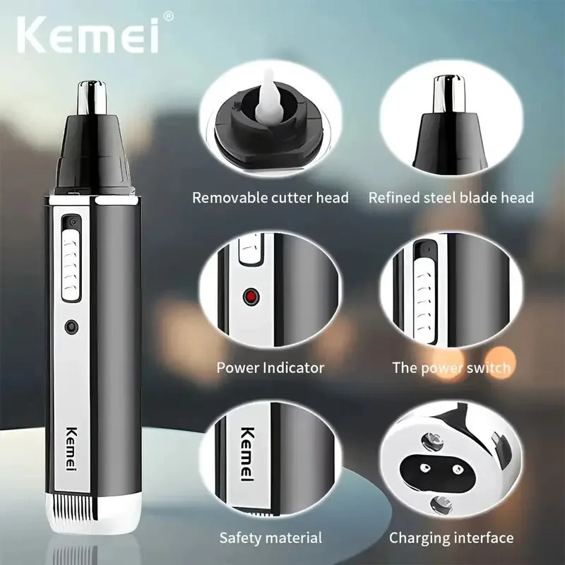 Kemei-6630 Nose Hair Trimmer For Nose Ear Cleaner Rechargeable Nose Trimmer Beard Trimer For Men Shaver Eyebrow Grooming Set