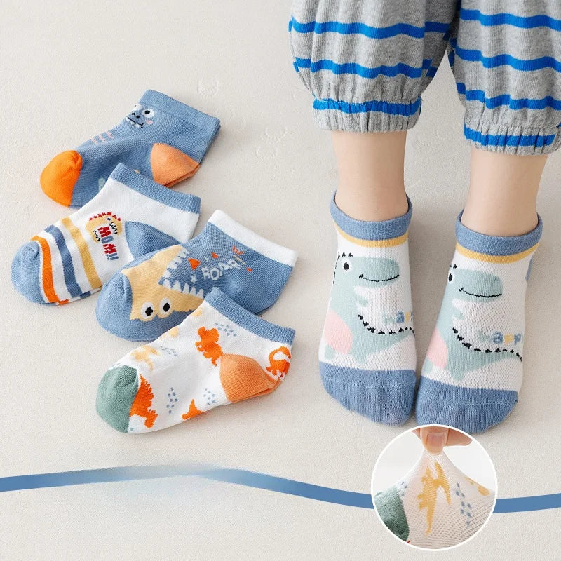 10pairs Children's Socks Thin Cotton Socks Breathable Short Socks Unisex Wear Cute Girls Socks Cartoon Boys Socks