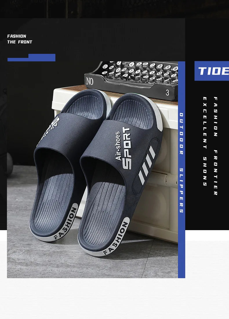 Fashion Men's Slippers PVC Soft Sole Non-slip Slides Casual Outdoor Beach Flip Flops Home Bathroom Couples Slippers New Sandal