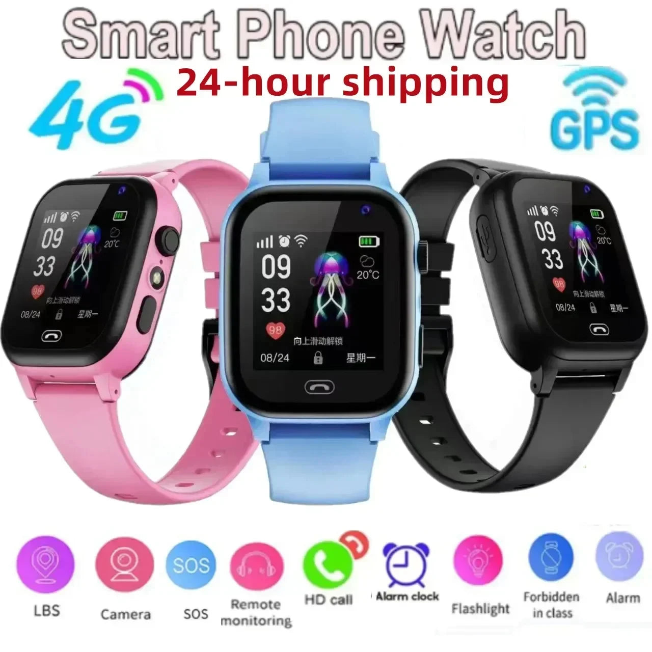 Xiaomi 4G Kids Smartwatch SOS Wifi GPS Location Video Call Analogue Card Smartwatch Camera Waterproof  School Electronic Watch