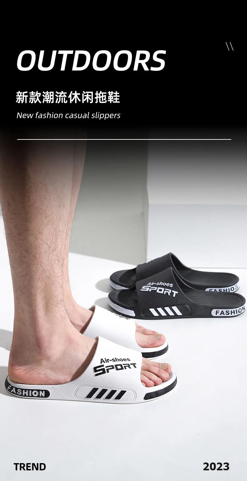 Fashion Men's Slippers PVC Soft Sole Non-slip Slides Casual Outdoor Beach Flip Flops Home Bathroom Couples Slippers New Sandal