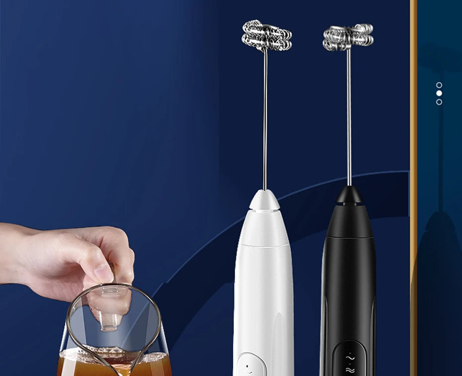 2 in 1 USB Rechargeable Electric Egg Beater Mini Blender Whiskey Coffee Mixer Gadgets for Home Double Head Milk Baking Mixer Bar