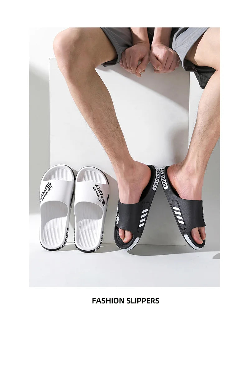 Fashion Men's Slippers PVC Soft Sole Non-slip Slides Casual Outdoor Beach Flip Flops Home Bathroom Couples Slippers New Sandal