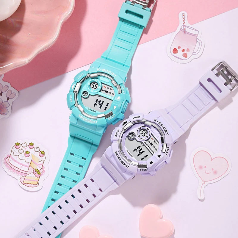 YIKAZE Kids Watches Fashion Luminous Waterproof Alarm Clock  Watches Boys and Girls Student Smart Electronic Watch Gift