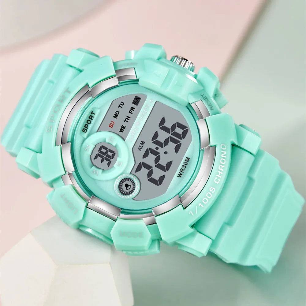 YIKAZE Kids Watches Fashion Luminous Waterproof Alarm Clock  Watches Boys and Girls Student Smart Electronic Watch Gift