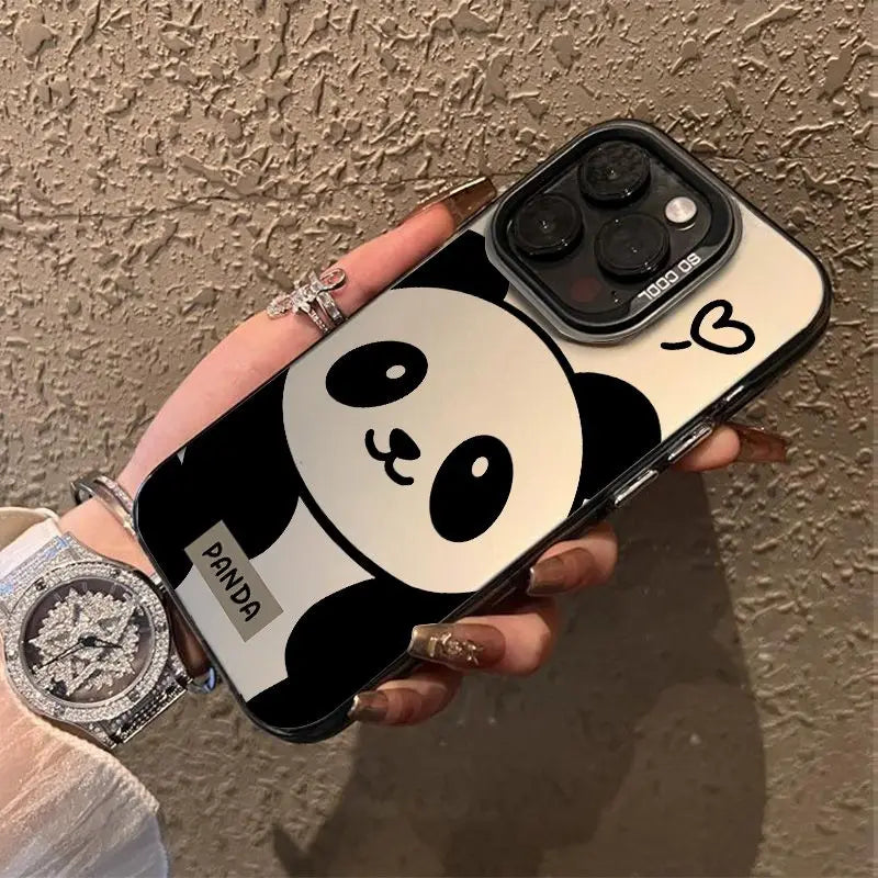 Oriental Style Happy Chinese New Year 2024 Panda Totem Silvering Shockproof Cover Case For iPhone 15 14 13 12 11 Pro Max Plus