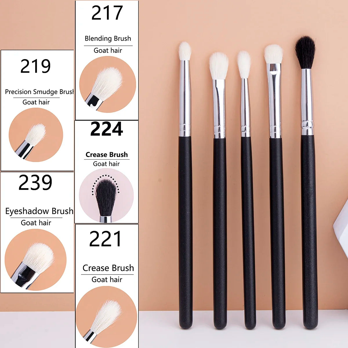 Makeup Eyeshadow Brushes Flat Eye Shadow Shader crease Blending Brushes Goat Hair Eye Shadow Liquid Cream Powder Make Up Tool