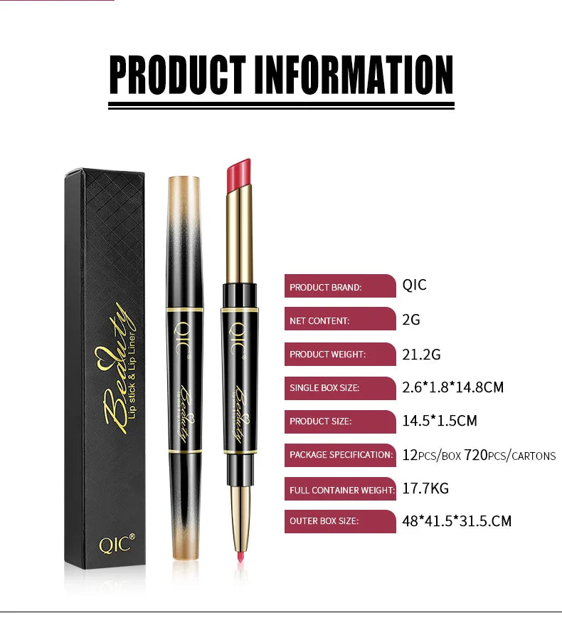 2 IN 1 Lip Liner Waterproof Matte Lipstick Pencil Sexy Red Long Lasting Lipliner Makeup Cosmetics