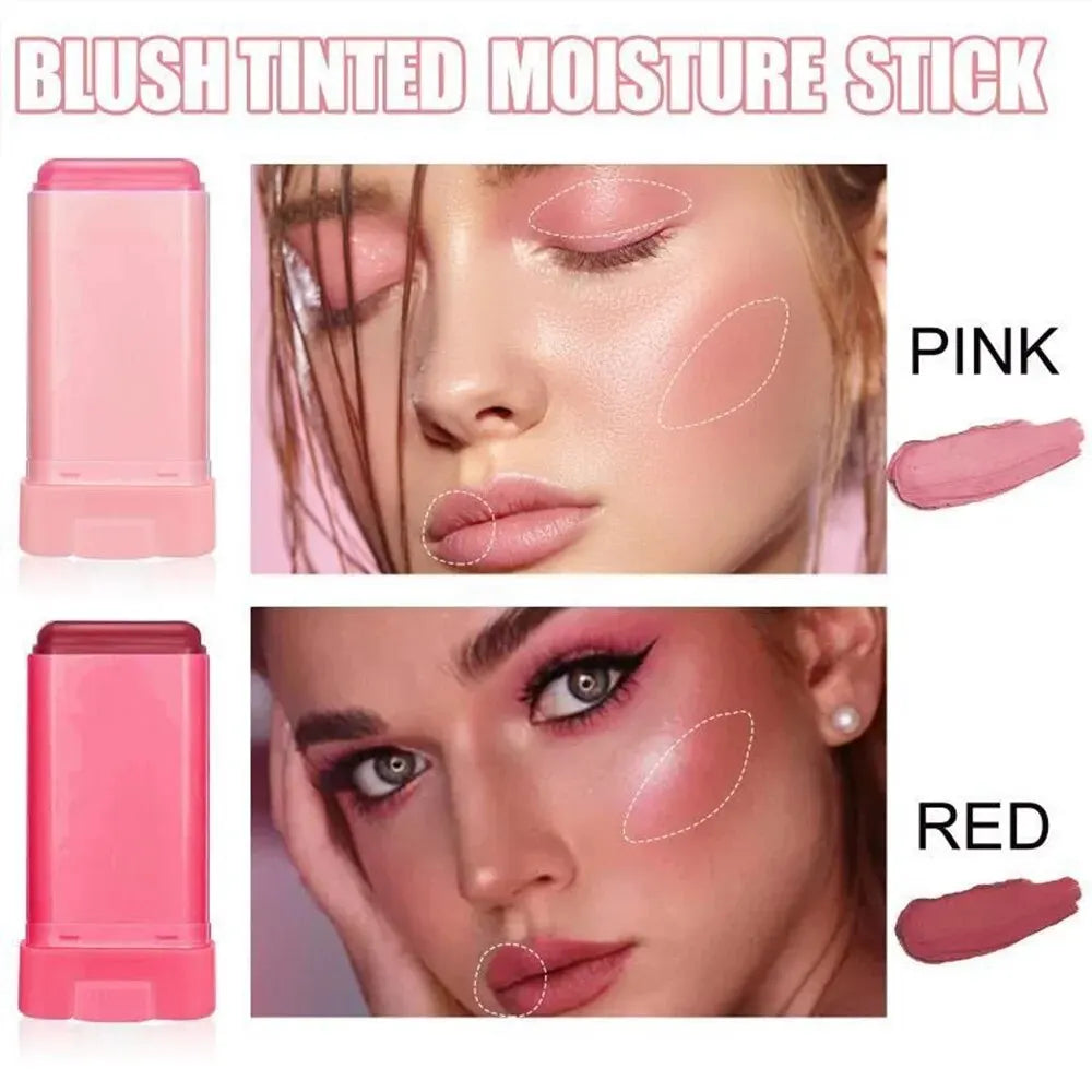 Silky Silky Matte Pearl Stick Blush Cream for Lips and Cheeks with Rotating Flat Tube Makeup