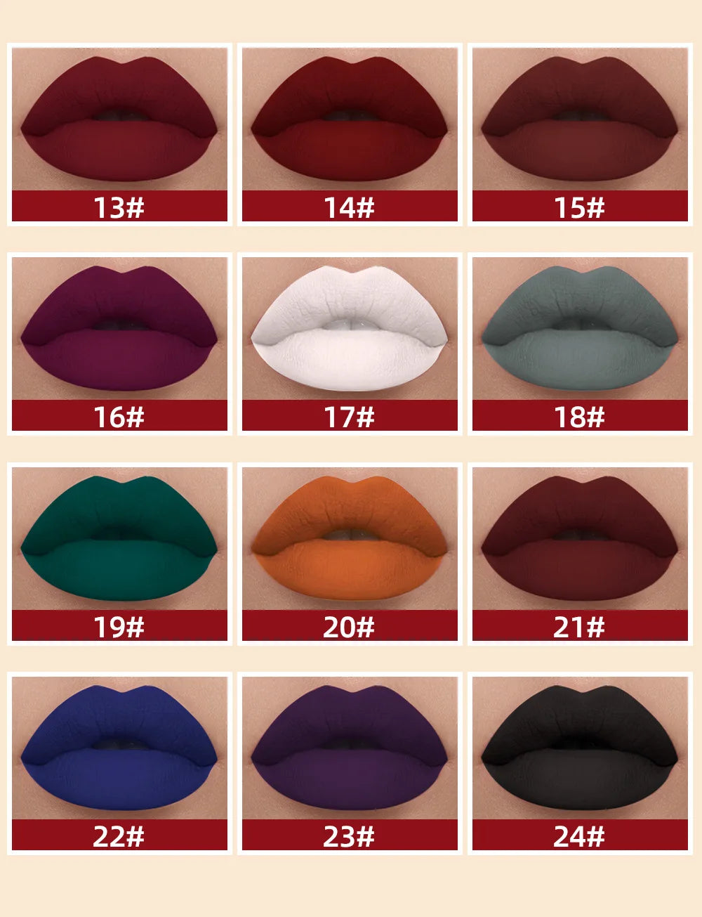 24 Colors Non-Stick Lip Glaze Matte Liquid Lipstick Non-Fade Lip Gloss