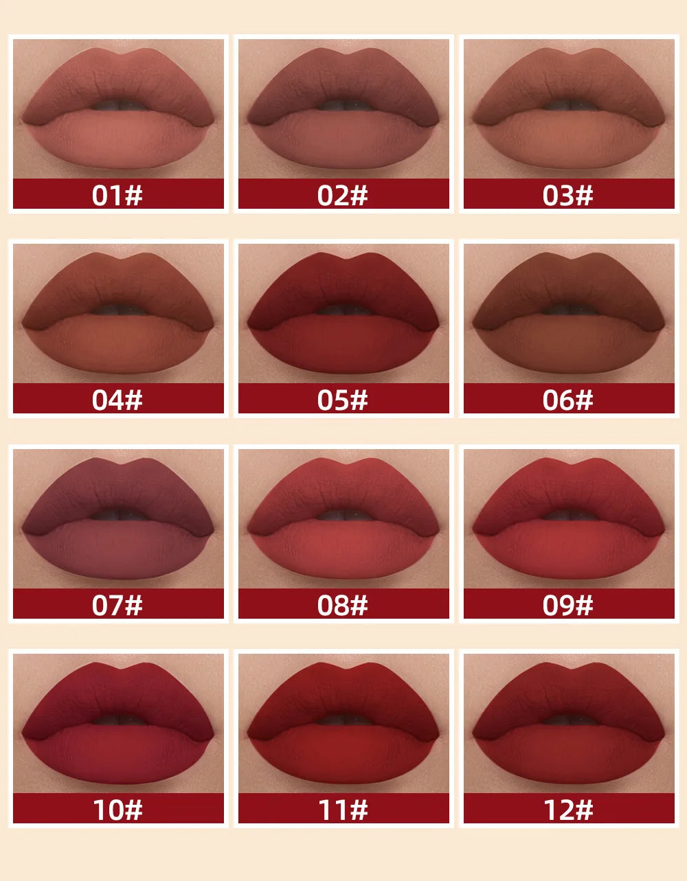 24 Colors Non-Stick Lip Glaze Matte Liquid Lipstick Non-Fade Lip Gloss