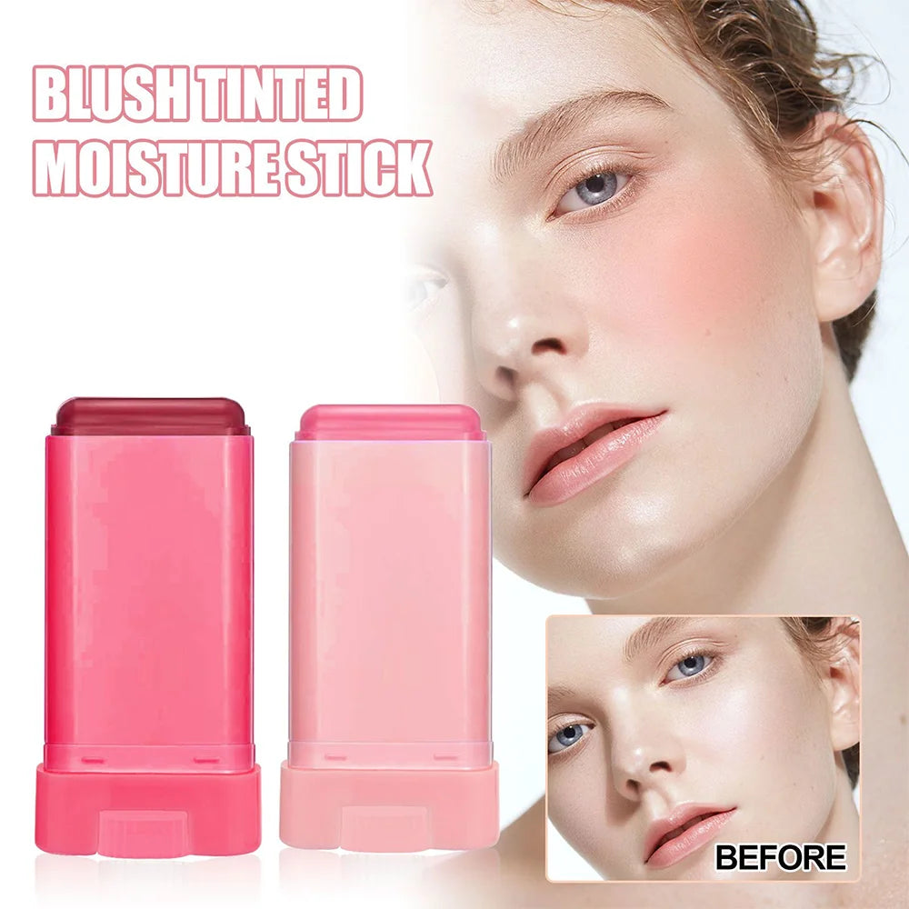 Silky Silky Matte Pearl Stick Blush Cream for Lips and Cheeks with Rotating Flat Tube Makeup