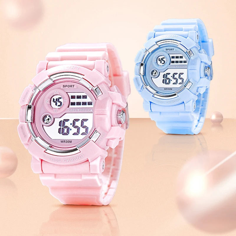 YIKAZE Kids Watches Fashion Luminous Waterproof Alarm Clock  Watches Boys and Girls Student Smart Electronic Watch Gift