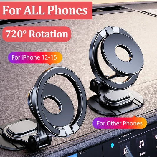 2024 New Magnetic Car Phone Holder Stand 720 Rotation Magnet Smart Phone Bracket For iPhone 15 14 13 12 Pro Max Samsung Xiaomi