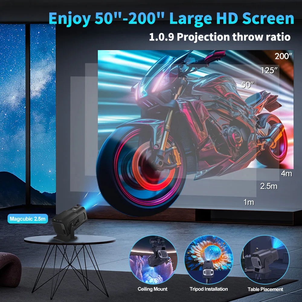 Velec HY320 Mini Projector Newly Native 720P Android 11 4K 300ANSI Wifi6 BT5.0 Home Outdoor 180° Rotable Projector HY320 MINI