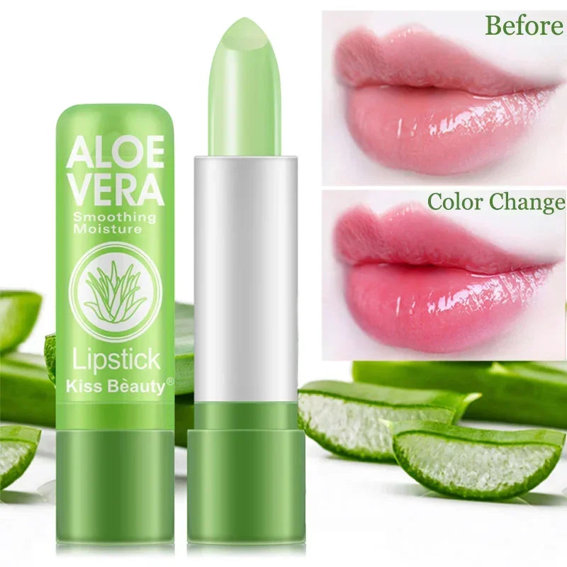 Aloe Vera Color Changing Lipstick Is Not Easy To Fade Lipstick Long Lasting Moisturizing Temperature Color Nourish Lip Balm 1PCS