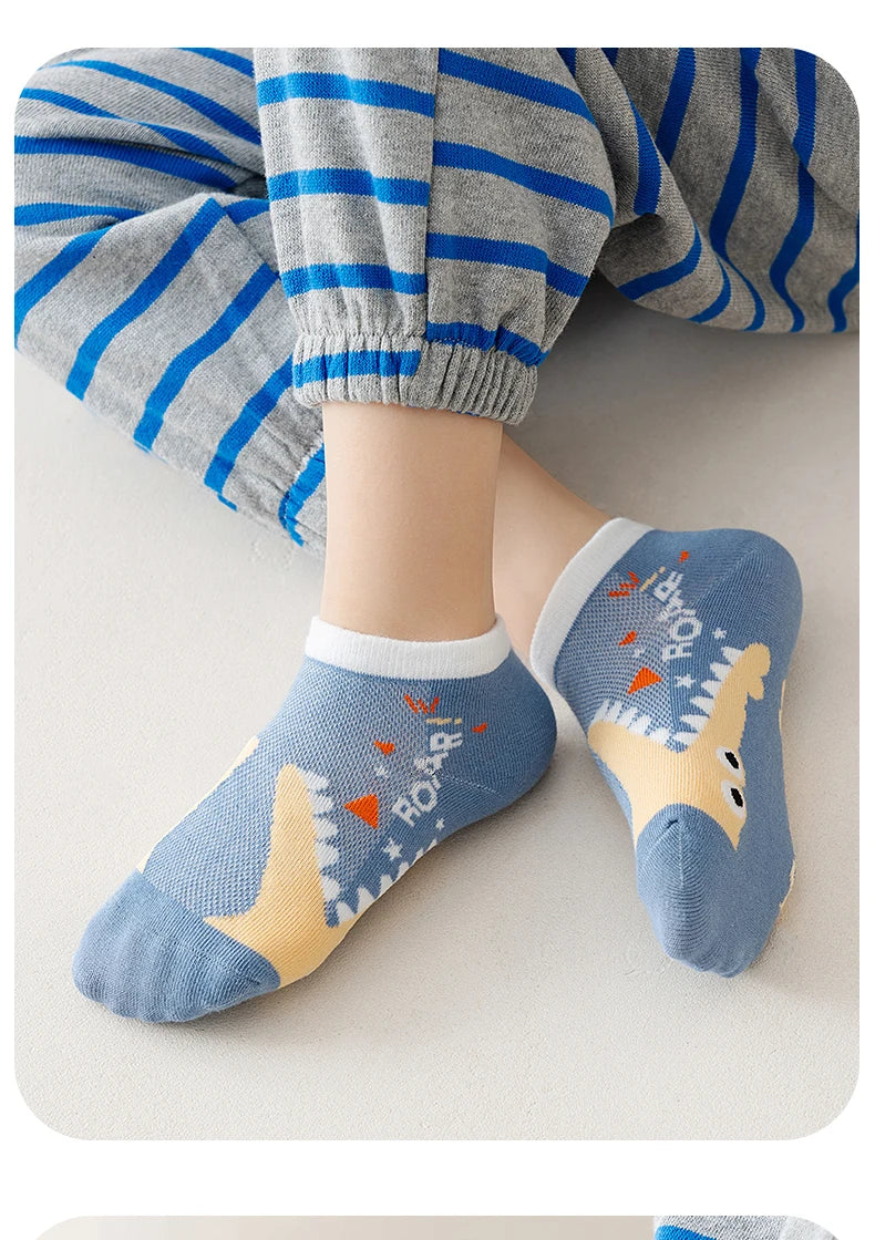 10pairs Children's Socks Thin Cotton Socks Breathable Short Socks Unisex Wear Cute Girls Socks Cartoon Boys Socks