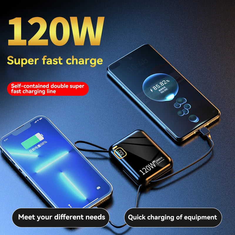 Xiaomi 120W 50000mAh Portable Power Bank High Capacity Cable Two-way Fast Charging Mini Powerbank for iPhone Samsung ﻿2024