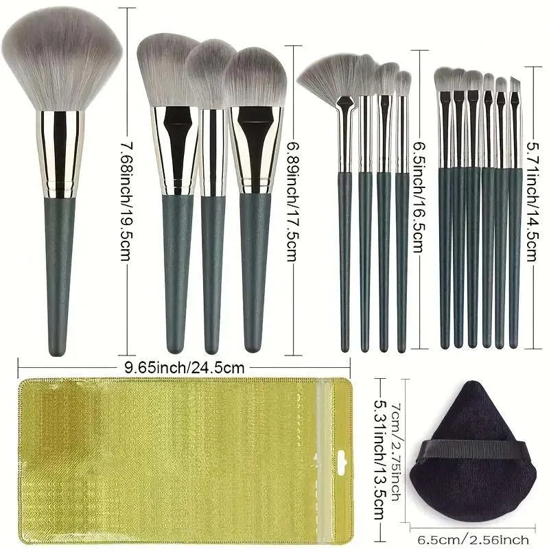 14Pcs Makeup Brushes Soft Fluffy Cosmetic Powder Eye Shadow Foundation Blush Blending Beauty Make Up Brush With Powder Puff Idea