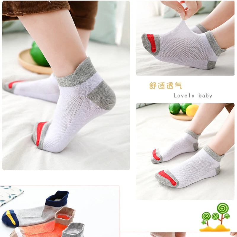 2024 New Fashion Spring Summer Children Socks Mesh Cotton Boys Socks Girls Socks 2-15 Year Kids Casual Boat Socks 5 Pairs/lot