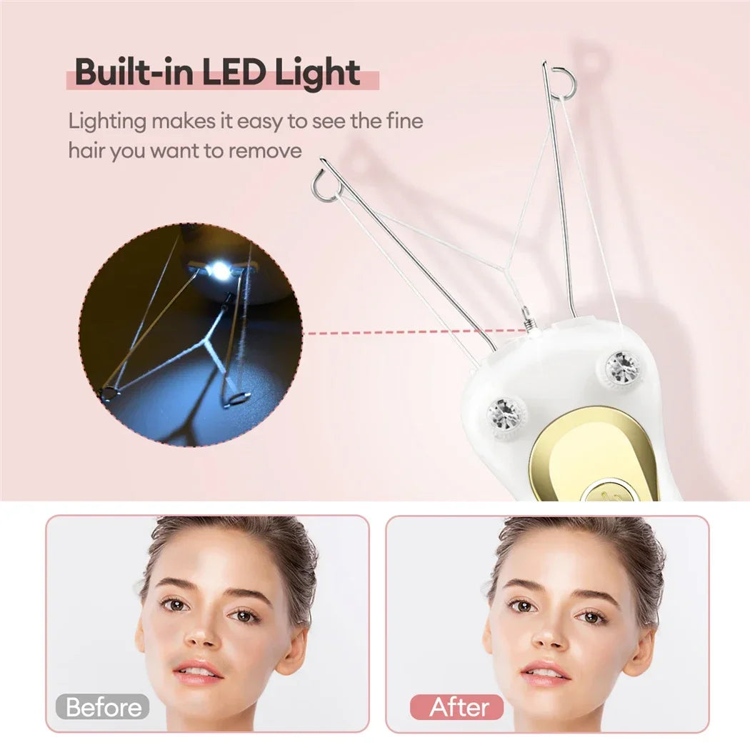 Mini Electric Hair Remover Facial Hair Removal Defeatherer Women Beauty Epilator Body Arm Cotton Thread Depilator LCD Display