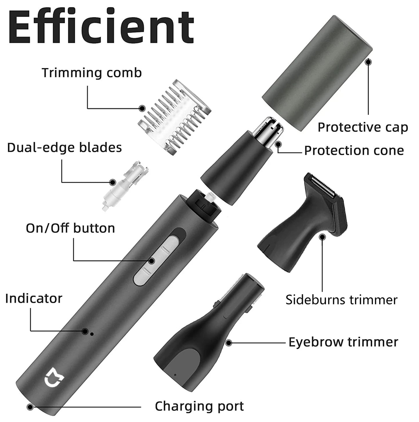 Xiaomi Mijia Electric Nose Ear Hair Trimmer for Men Painless Rechargeable Sideburns Eyebrows Beard 3 in 1 Hair Clipper Shaver