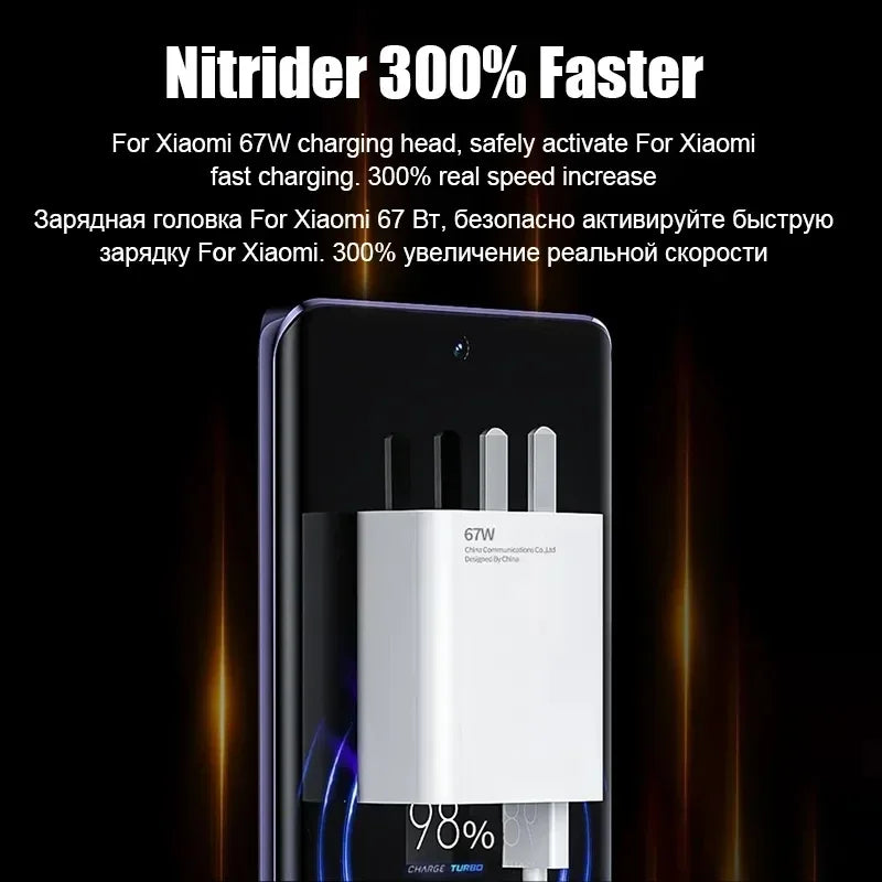 67W USB Fast Charger for Xiaomi 14 13 12 11 10 Ultra Redmi Note 12T 13 Pro Turbo Quick Charge Type C USB Charging Cable