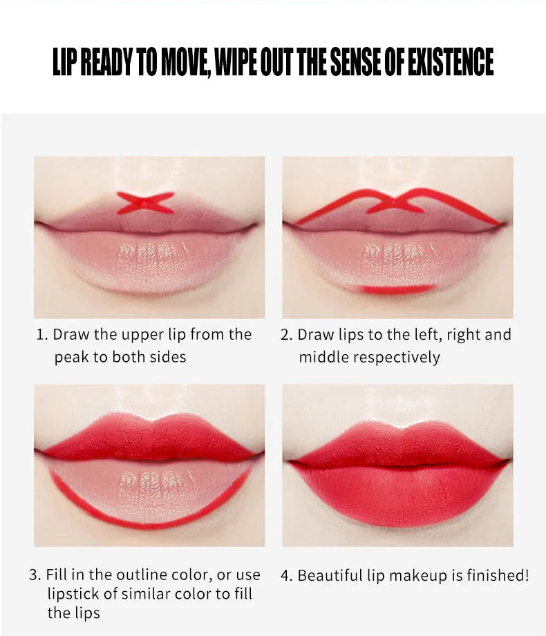 2 IN 1 Lip Liner Waterproof Matte Lipstick Pencil Sexy Red Long Lasting Lipliner Makeup Cosmetics