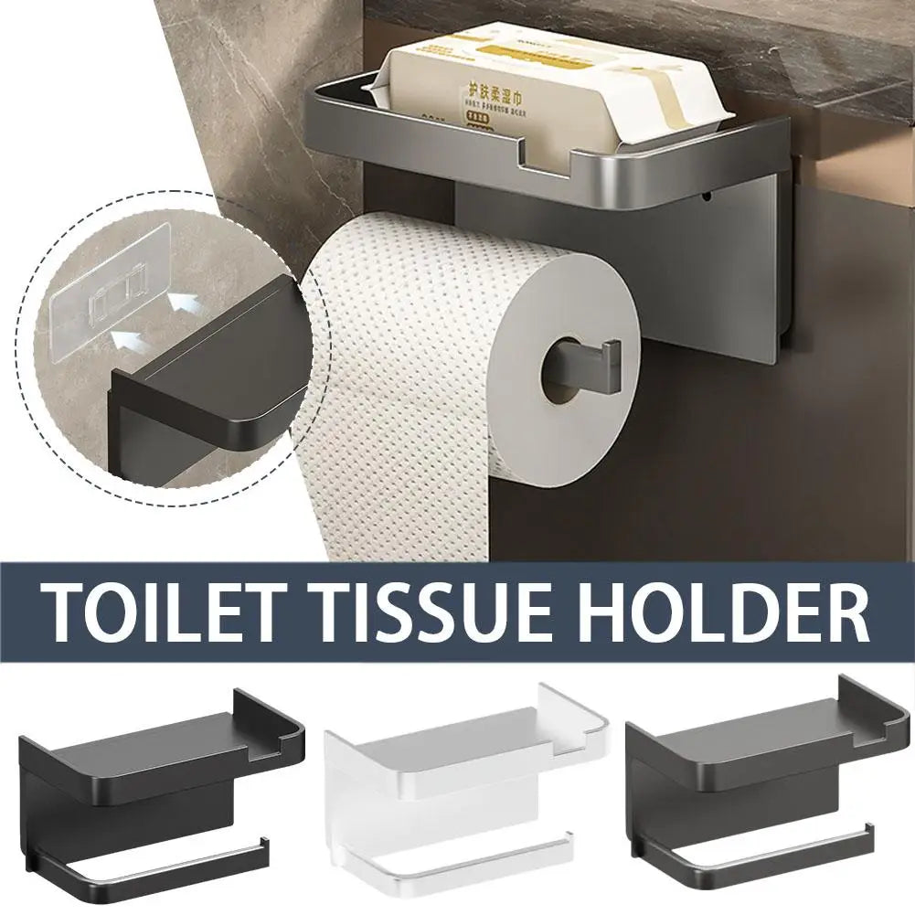 Wall Mounted Toilet Paper Holder Rustproof Thickened Plastic Storage Rack For Bathroom Kitchen Toilet Paper Roll Holder