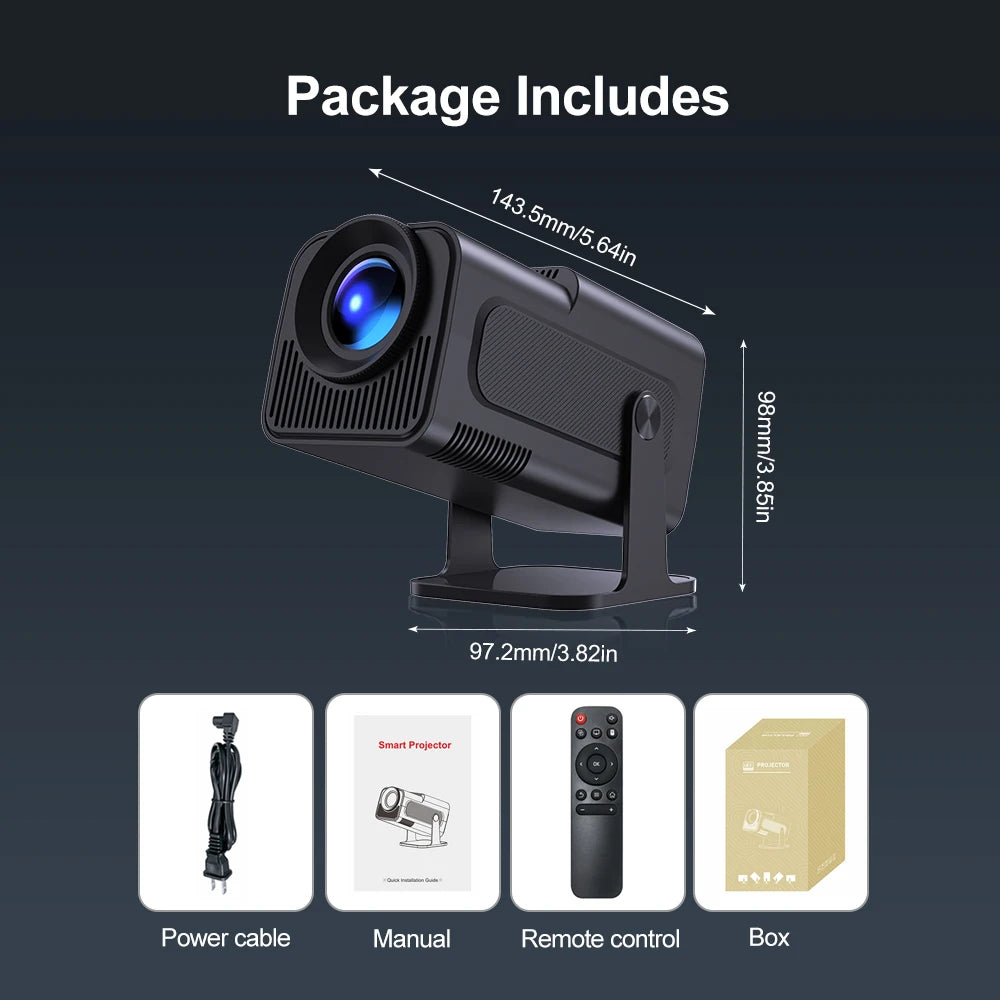 Velec HY320 Mini Projector Newly Native 720P Android 11 4K 300ANSI Wifi6 BT5.0 Home Outdoor 180° Rotable Projector HY320 MINI