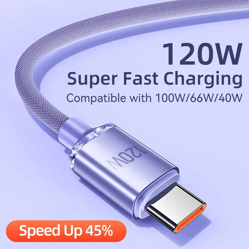 6A 120W Super Fast Charging Data Cable USB C Cable Super Fast Charger Cable For Huawei Glory Type-C Flash Charging Cable 2024