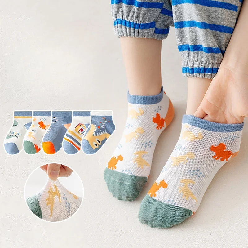 10pairs Children's Socks Thin Cotton Socks Breathable Short Socks Unisex Wear Cute Girls Socks Cartoon Boys Socks