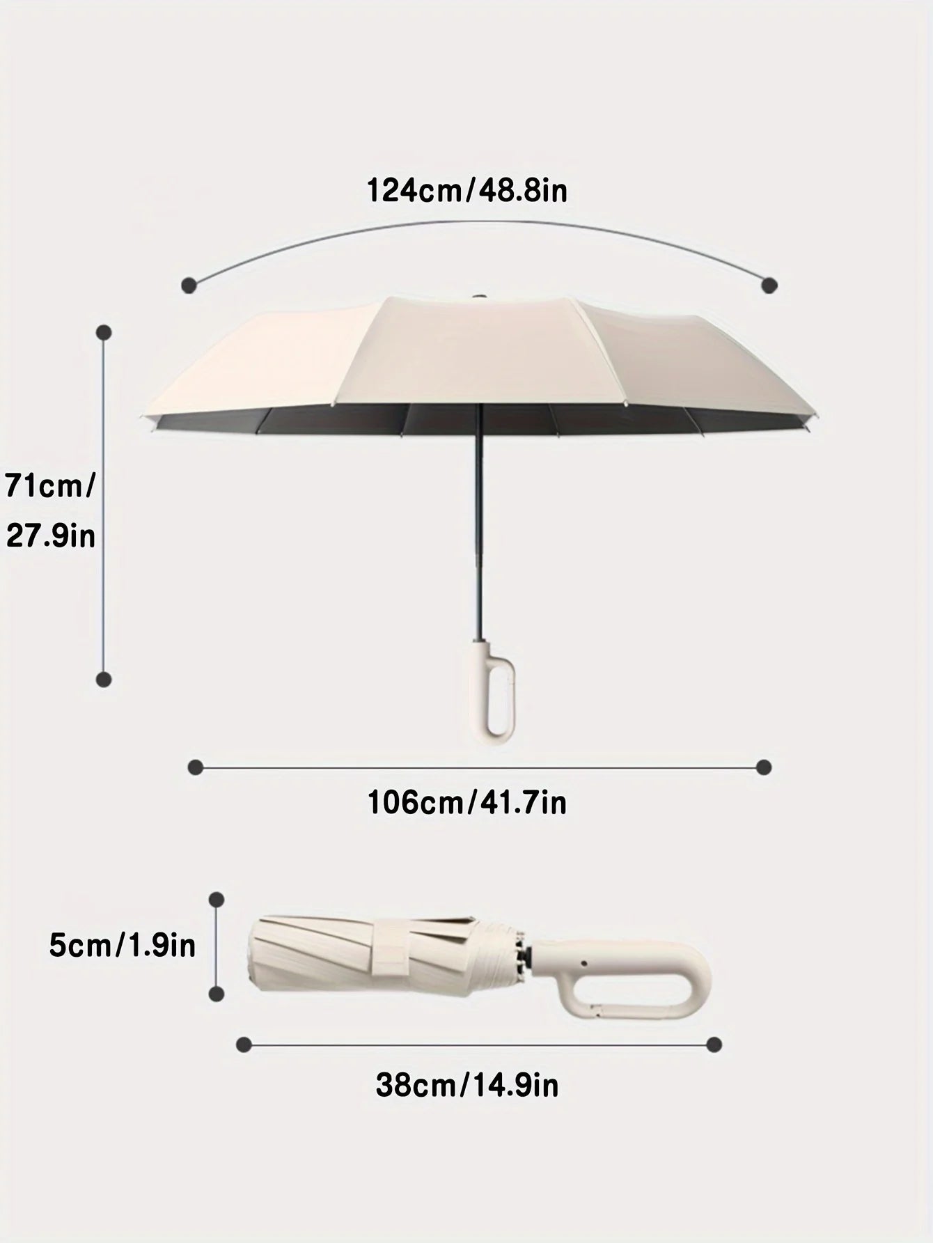 Xiaomi Windproof Umbrella Strong 105CM Reinforced Automatic Folding Umbrella Large Buckle Handle Wind/Water/Sun Resistant